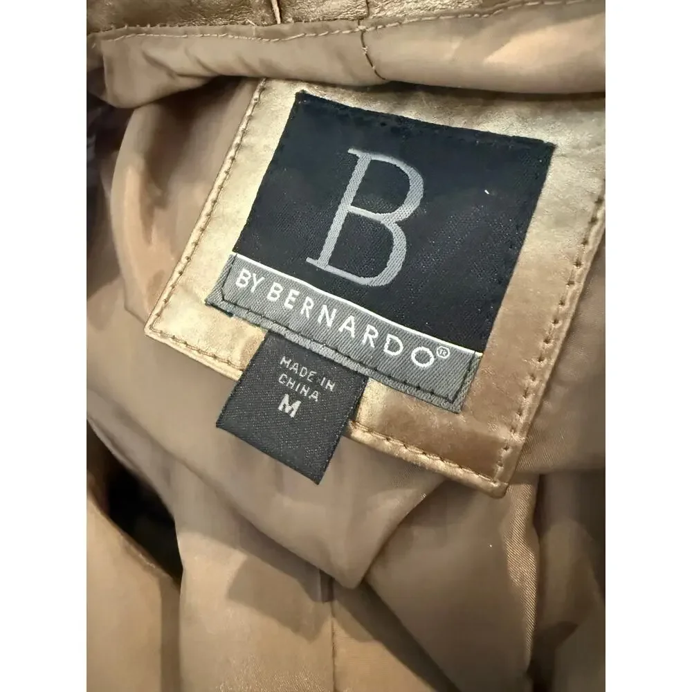 B by Bernardo Leather Jacket Metallic Champagne Bronze M